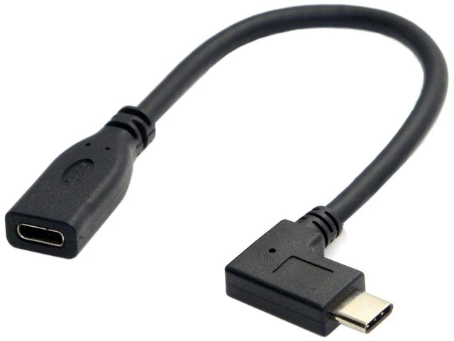 Main image of AJMRTC 90 Degree Right Angled USB 3.1 Type-C Male to Female Extension Cable 20cm, High Speed Data Extender Cord, Right Angle Type-C Extension Wire for Tablet, Smartphone, External SSD and USB-C Device