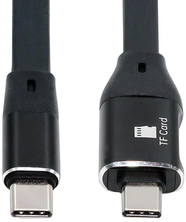 Main image of AJMRTC Flat Slim FPC USB 3.1 10Gbps Type-C Male to Male Cable with TF Micro-SD Card Reader, Flexible Thin FPC Data Transfer Wire, Low Profile Combo Cable for Laptop, Smartphone and Small DIY Projects