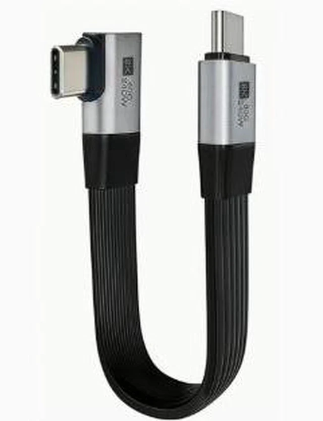 Main image of AJMRTC 20cm USB-C 80Gbps Full Function Right Angle Cable, USB 3.2 Gen2x2, 240W PD Fast Charging, 8K@60Hz Video Output, Thunderbolt 4 Compatible for Laptop, External SSD, Docking Station, Monitor