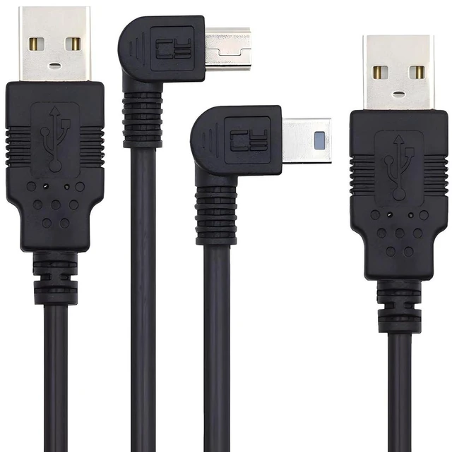 Main image of AJMRTC 2Pcs/Lot Left & Right Angled Mini USB B 5Pin Male 90 Degree to USB 2.0 Male Cable, 50cm Power & Data Sync Cord for Digital Camera, MP3 Player, GPS, Dash Cam, Hard Disk Recorder