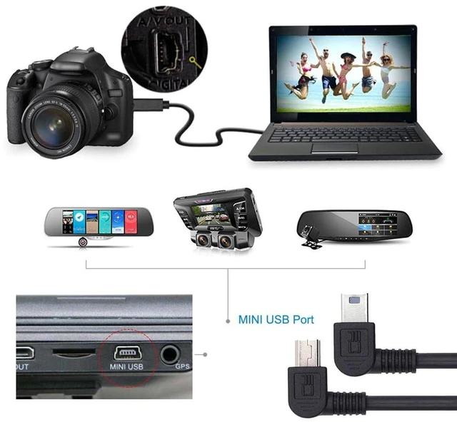Alt view image 3 of 7 - AJMRTC 2Pcs/Lot Left & Right Angled Mini USB B 5Pin Male 90 Degree to USB 2.0 Male Cable, 50cm Power & Data Sync Cord for Digital Camera, MP3 Player, GPS, Dash Cam, Hard Disk Recorder