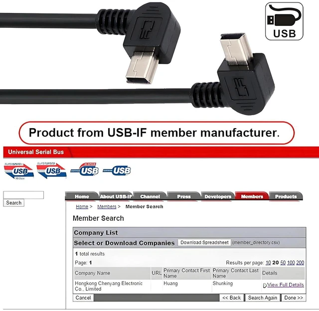 Alt view image 7 of 7 - AJMRTC 2Pcs/Lot Left & Right Angled Mini USB B 5Pin Male 90 Degree to USB 2.0 Male Cable, 50cm Power & Data Sync Cord for Digital Camera, MP3 Player, GPS, Dash Cam, Hard Disk Recorder