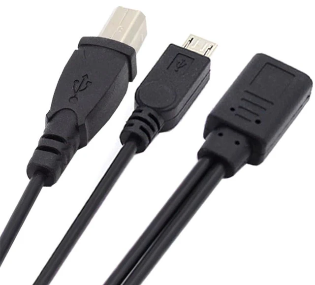 Alt view image 7 of 7 - AJMRTC Black USB-C Female to USB2.0 Type-B & Micro USB Male Splitter Cable, Dual Output Extension Cord 32AWG Wire for Charging & Data Sync, Compatible with Printers, Cameras, Power Banks, Portable Dev