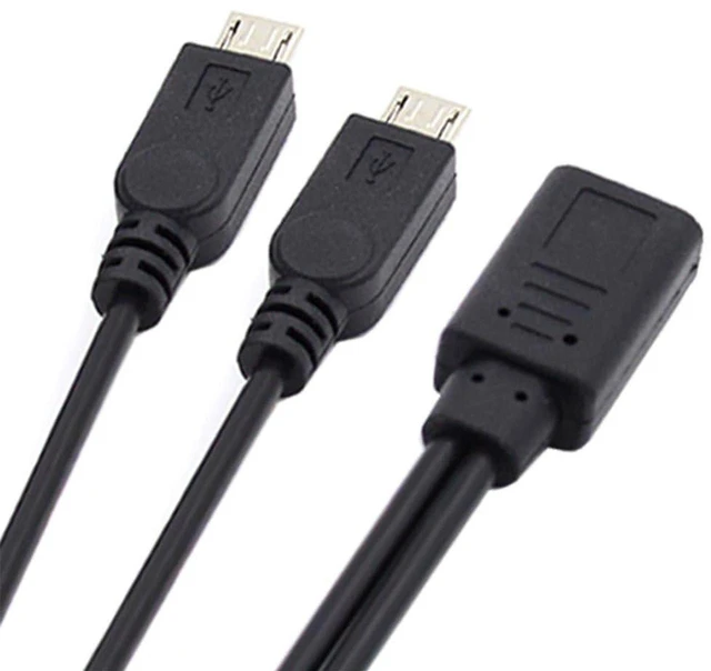 Main image of AJMRTC DC 5V USB-C Female to Dual 5Pin Micro USB Male Splitter Extension Cable, 32AWG Wire Y-Splitter Cord for Simultaneous Charging, Compatible with Micro USB Cameras, Power Banks, Smart Home Devices