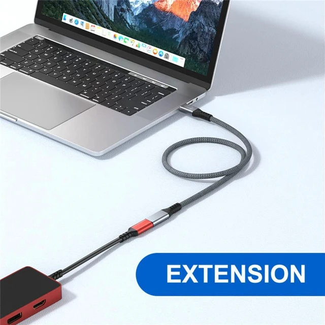 Alt view image 3 of 7 - AJMRTC USB3.1 Gen2 USB-C Male to Female Extension Cable with Protective Sleeve, 10Gbps 100W PD Fast Charging Data Cord 50CM for Laptop, Smartphone, Tablet, External SSD, Docking Station