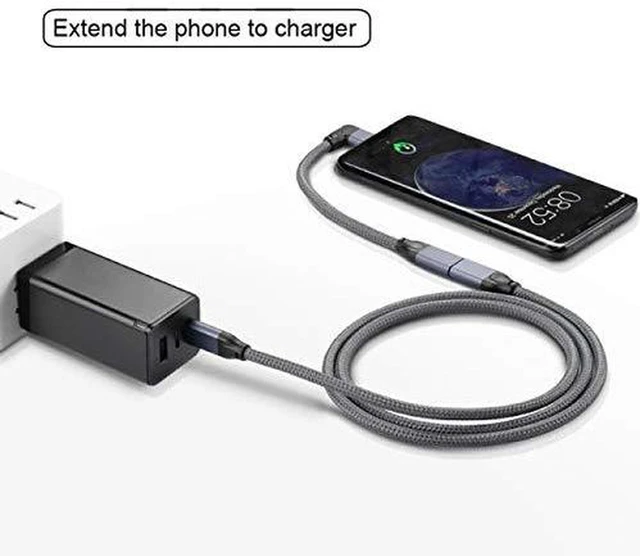 Alt view image 6 of 6 - AJMRTC Left & Right Angled USB-C Male to Female Extension Cable with Protective Sleeve, USB3.1 Gen2 10Gbps 100W PD Charging Data Cord for Laptop, Smartphone, Tablet, External SSD, Docking Station