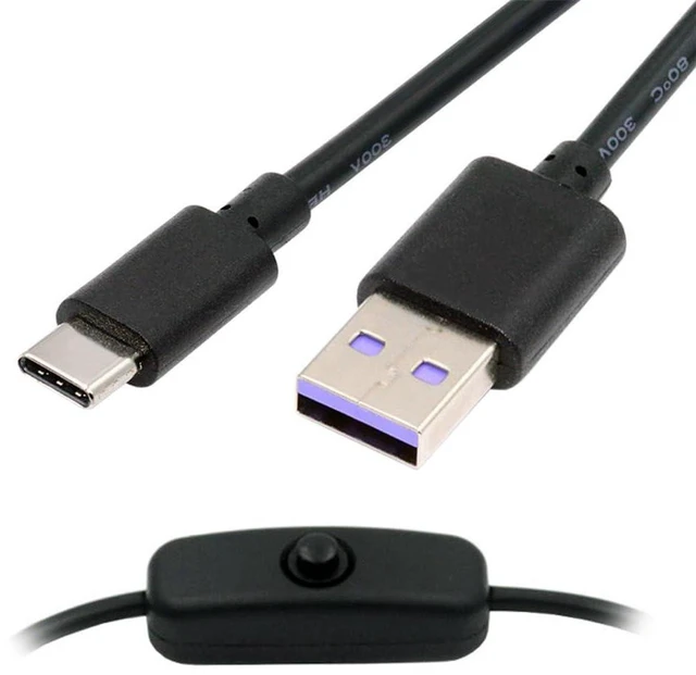 Main image of AJMRTC USB2.0 Power Switch Cable, USB-C to Type-A Cord with On Off Power Switch Button 1.0M, 5V DC Power Supply Wire for Desk Lamp, Fan, Camera, LED Light, Small Portable Electronic Devices