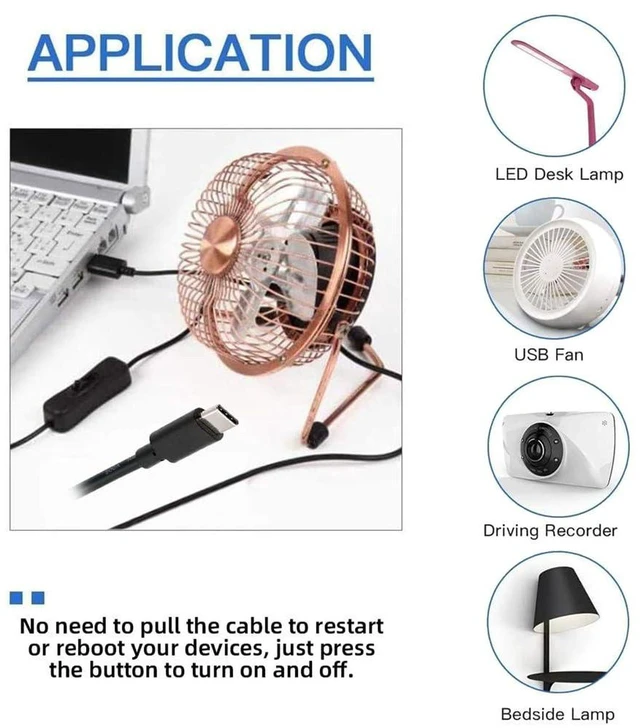 Alt view image 7 of 7 - AJMRTC USB2.0 Power Switch Cable, USB-C to Type-A Cord with On Off Power Switch Button 1.0M, 5V DC Power Supply Wire for Desk Lamp, Fan, Camera, LED Light, Small Portable Electronic Devices