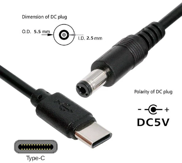 Alt view image 4 of 7 - AJMRTC USB-C to DC 5.5*2.5mm Power Cable with 5.1K Resistor, 100cm USB-C Input to 5V DC Output Charging Cord for DC5V Desk Lamp, Cooling Fan, Camera, LED Light and Small Portable Electronics