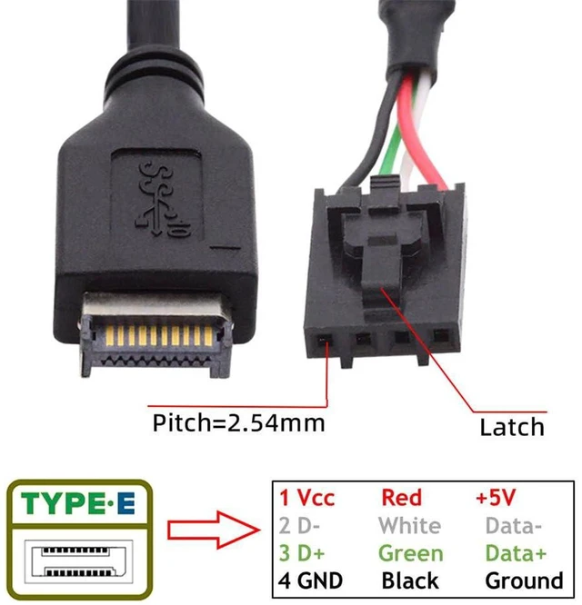 Alt view image 5 of 7 - AJMRTC 30cm USB 3.1 Front Panel Header Cable, Type-E Host Male to USB 2.0 Motherboard 4Pin IDC Housing with Latch, Internal PC Chassis Wire for Motherboard Front Panel USB Connection & DIY Computer