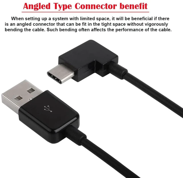 Alt view image 5 of 7 - AJMRTC 20cm Right Angled USB-C to USB 2.0 Cable, 90 Degree Elbow Type-C Connector Data & Charging Cord for Smartphone, Tablet, Power Bank, USB Charger and Portable Mobile Electronic Devices
