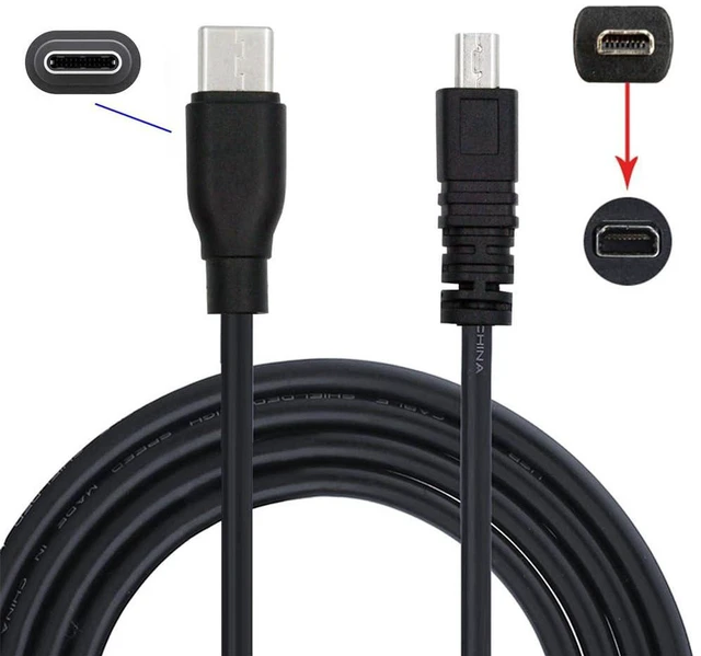 Alt view image 3 of 7 - AJMRTC 1.5M USB-C to 8Pin Mini Camera Data Power Cable, 5V 2.5W Type-C Host Cord for Nikon Coolpix UC-E6 UC-E16 UC-E17, Sony DSC-W, Panasonic DMC-S, Casio EX-Z Digital Cameras for Photo Transfer & Pow