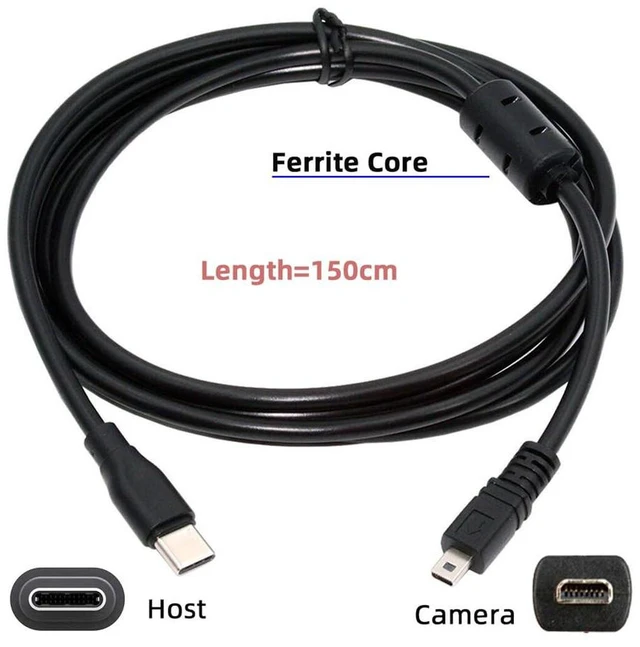 Alt view image 4 of 7 - AJMRTC 1.5M USB-C to 8Pin Mini Camera Data Power Cable, 5V 2.5W Type-C Host Cord for Nikon Coolpix UC-E6 UC-E16 UC-E17, Sony DSC-W, Panasonic DMC-S, Casio EX-Z Digital Cameras for Photo Transfer & Pow