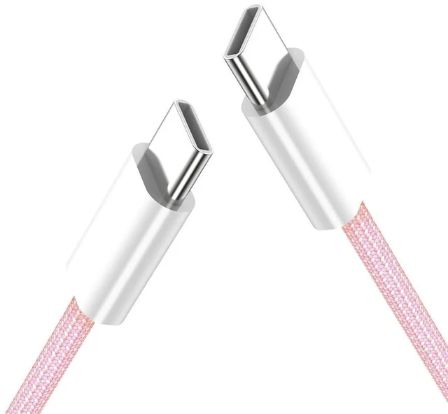 Alt view image 4 of 7 - AJMRTC 20cm Pink Sleeve USB-C Male to Male PD Cable, Supports 27W & 65W Power Charging and 480Mbps USB2.0 Data Transfer, Short Pink Jacket Charging Cord for Smartphone, Tablet, Laptop and USB-C Portab