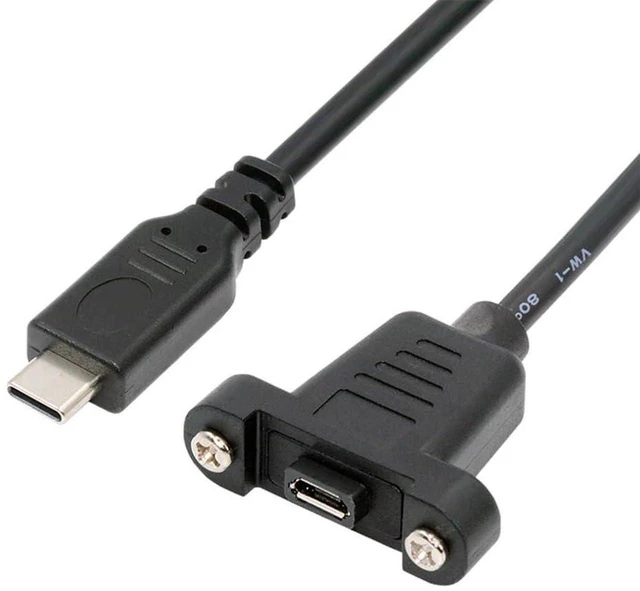 Main image of AJMRTC 50cm USB2.0 Panel Mount Cable, Micro 5Pin Female with Mounting Holes to USB-C Male, 480Mbps Data & Power Cord for DIY Electronic Projects, Sensor Modules, Industrial Small Devices and Embedded