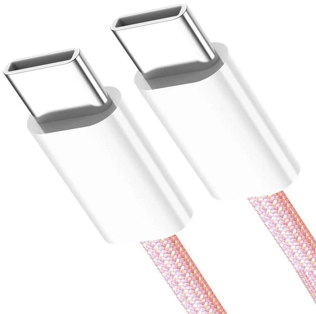 Main image of AJMRTC USB C to USB C Cable 1M, PD 27W 65W Fast Charging 480Mbps Data Sync Cord, Pink Sleeve Type C Male to Male Charger Cable Compatible with USB-C Phone Tablet Laptop
