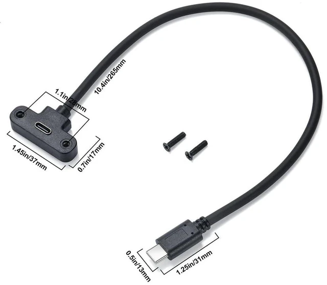 Alt view image 4 of 7 - AJMRTC USB C Extension Cable, Up Angled Type-C Male to Female 480Mbps Data Cord with Screw Locking, USB2.0 Type C Extender Cable for Industrial Camera, VR Headset and USB-C Devices