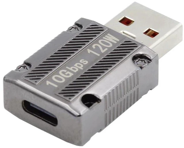 Main image of AJMRTC USB 3.0 A Male to USB-C Female Adapter, Alloy Shell USB3.1 Gen2 10Gbps Data & 120W Power Delivery Converter, Type-C Female to USB-A Male Connector for Laptop, Tablet, Smartphone and USB-C Devic