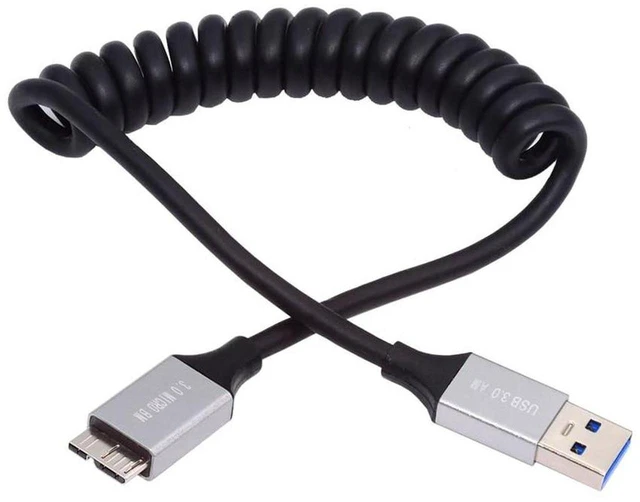 Main image of AJMRTC USB 3.0 Type A to Micro USB3.0 Male Coiled Stretch Cable 100cm, 5Gbps High Speed Retractable Spring Extension Cord, USB-A to Micro-USB3.0 Data Cable for Portable Disk, Smartphone, Digital Camer