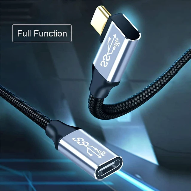 Alt view image 5 of 7 - AJMRTC Left & Right Angled USB C Extension Cable 100CM, USB3.1 Gen2 10Gbps 100W PD Fast Charging Type C Male to Female Extender Cord with Protective Sleeve, 90 Degree USB-C Cable for Laptop, Smartphon