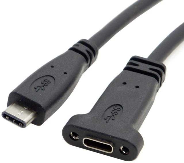 Main image of AJMRTC USB3.1 Gen2 USB C Extension Cable, Type C Male to Panel Mount Type C Female Extender Cord with Screw Mount Holes, Panel Mount USB-C Data Cable for Cabinet, Industrial Equipment and Enclosure