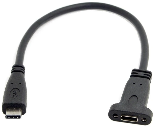 Alt view image 2 of 6 - AJMRTC USB3.1 Gen2 USB C Extension Cable, Type C Male to Panel Mount Type C Female Extender Cord with Screw Mount Holes, Panel Mount USB-C Data Cable for Cabinet, Industrial Equipment and Enclosure