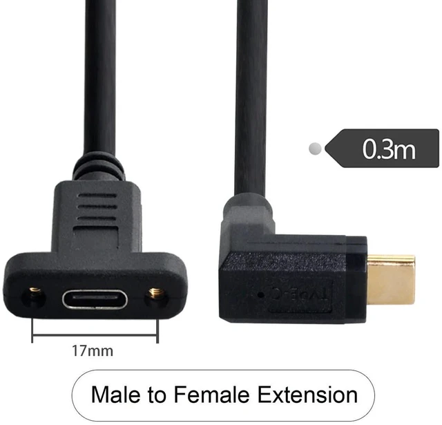 Alt view image 5 of 7 - AJMRTC 90 Degree Up & Down Angled USB 3.1 Type C Male to Female Extension Cable, 30cm Right Angle USB-C Extender Cord, High Speed Data Transfer Cable for USB-C Devices, Laptops, Phones, Docking Statio