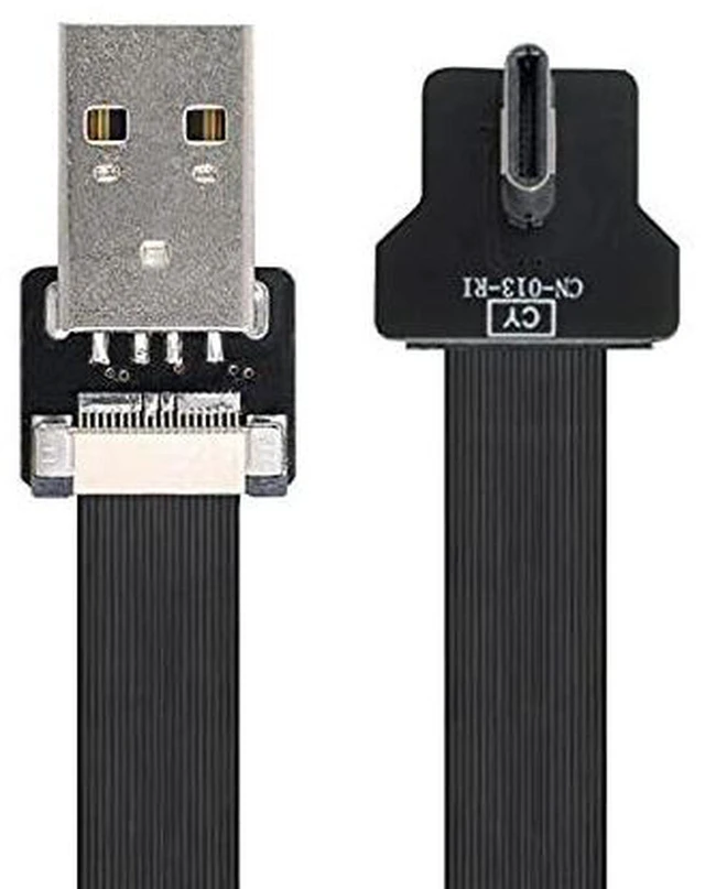 Main image of AJMRTC 90 Degree Right Angled USB 2.0 Type-A Male to USB-C Male Flat Slim FPC Ribbon Cable, 100cm Low Profile Flexible Data Charging Cord for FPV Drone, External Disk, Smartphone, Camera & Small Elect