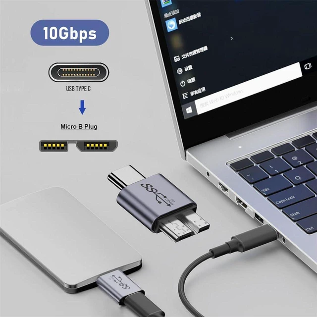 Alt view image 4 of 7 - AJMRTC USB-C Female to USB 3.0 Micro B Male Adapter, 10Gbps USB3.1 Gen2 High Speed Data & Power Transfer Converter, OTG Connector for External SSD, Hard Disk, Laptop, Desktop, USB 3.0 Micro B Storage