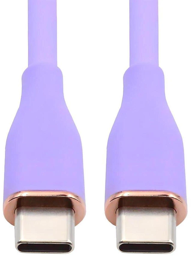 Main image of AJMRTC 1M Purple Colorful Ultra Soft High Flex USB-C to USB-C Cable, 65W PD Fast Charging Type C Male to Male Cord, 480Mbps Data Sync Hyper Super Flexible Cable for iPhone15, Android Phones, Tablets