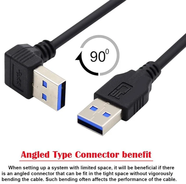 Alt view image 7 of 7 - AJMRTC 40cm 90 Degree Up Angled USB3.0 Type-A Male to Straight Type-A Male Data Cable, 5Gbps Super Speed USB A to A Cord for Hard Drives, PCs, Laptops and USB-A Peripherals