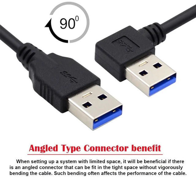 Alt view image 4 of 7 - AJMRTC 40cm 90 Degree Left Angled USB3.0 Type-A Male to Straight Type-A Male Data Cable, 5Gbps Super Speed USB A to A Cord for External Hard Drives, PCs, Laptops and USB-A Peripherals