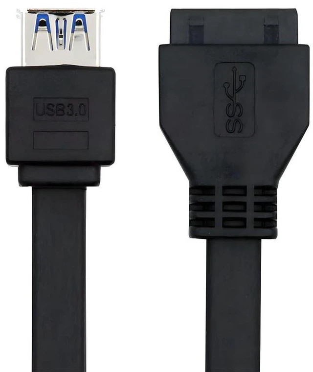 Main image of AJMRTC 50cm Flat Stackable Dual USB3.0 Female to Motherboard 20pin 19Pin Header Data Cable with DIP Pins, Internal Front Panel Type A Extension Cord for PC Case Motherboard Connection