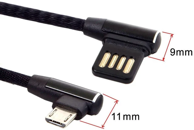 Alt view image 5 of 7 - AJMRTC 15cm Left & Right 90 Degree Angled Micro USB 5Pin to USB2.0 Data Cable with Protective Sleeve, 480Mbps Power & Sync Cord for Android Smartphones and Tablets with Micro USB Port