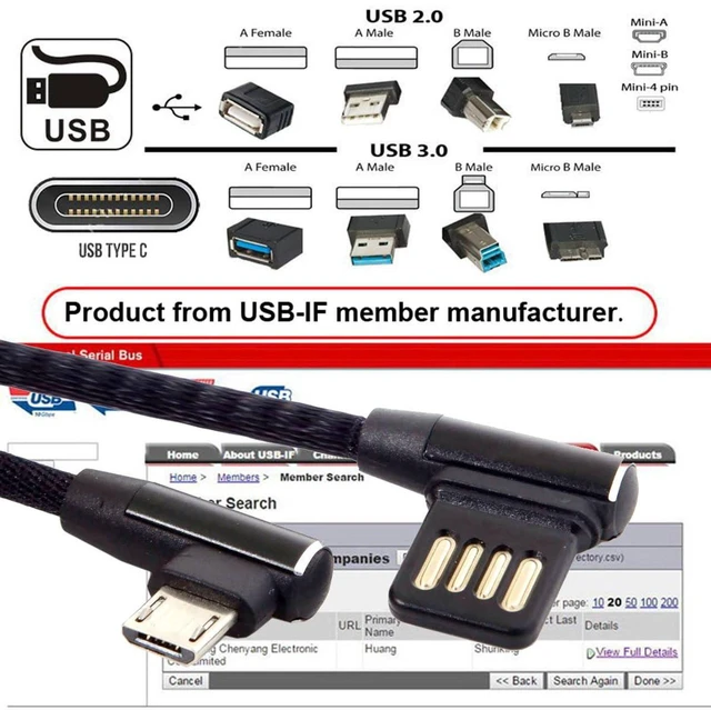 Alt view image 2 of 7 - AJMRTC 15cm Left & Right 90 Degree Angled Micro USB 5Pin to USB2.0 Data Cable with Protective Sleeve, 480Mbps Power & Sync Cord for Android Smartphones and Tablets with Micro USB Port