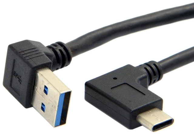 Alt view image 5 of 7 - AJMRTC Reversible USB 3.1 USB-C Male Upward 90 Degree Angled to USB A Male Data Cable, 30cm Short Right Angle Type-C Cord, High Speed Transfer Cable for Tablet, Mobile Phone and USB-C Smart Devices