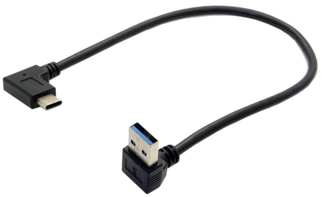 Alt view image 6 of 7 - AJMRTC Reversible USB 3.1 USB-C Male Upward 90 Degree Angled to USB A Male Data Cable, 30cm Short Right Angle Type-C Cord, High Speed Transfer Cable for Tablet, Mobile Phone and USB-C Smart Devices