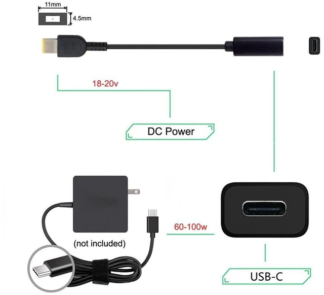 Alt view image 3 of 7 - AJMRTC USB-C to Rectangle 11.0*4.5mm PD Trigger Power Charging Cable, Type-C PD Emulator Converter Cord, USB C to 11x4.5mm Rectangular Barrel Plug Power Wire Compatible with ThinkPad X1 Carbon Laptop