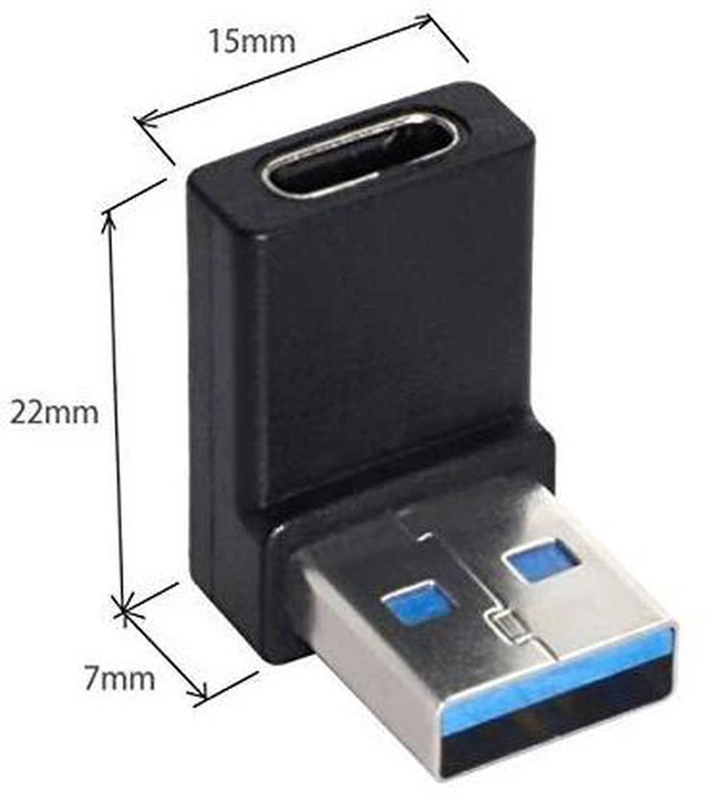 Alt view image 3 of 4 - AJMRTC Low Profile 90 Degree Down Angled USB 3.0 Adapter, USB-C Type C Female to USB A Male OTG Converter, Data Sync & Charging Connector for Laptop, Desktop, USB-A Host Devices