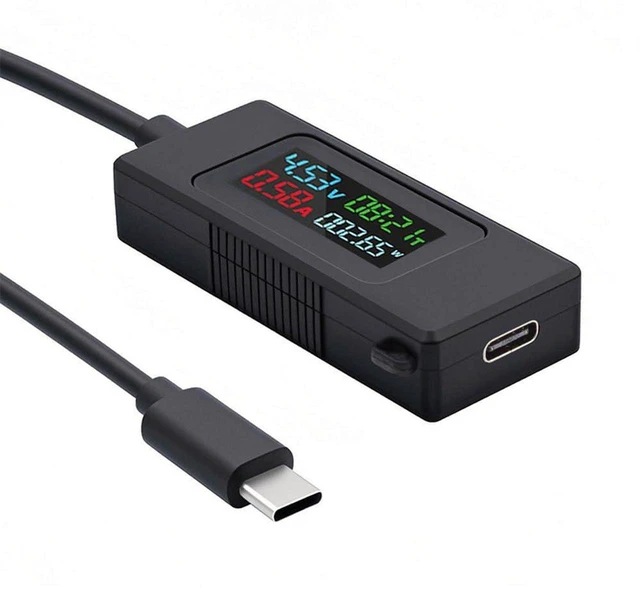 Main image of AJMRTC USB-C Tester Digital Multimeter, Type-C Voltage Current Power Capacity Working Time Ammeter Voltmeter, USB Cable Charger Detector 4-30V 0-6.5A, Test PD Charger, Power Bank, USB-C Cable, Phone