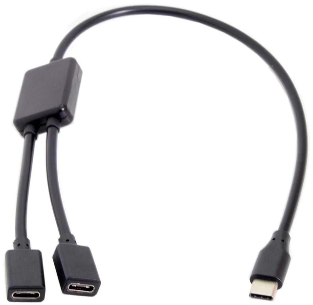 Main image of AJMRTC 30cm Type-C to Dual USB-C Female Hub Cable, USB-C Male to 2 Type-C Female Splitter Adapter Cord, Portable Multi Port USB-C Extender for Laptop PC, Connect Mouse, Flash Drive, USB-C Accessories