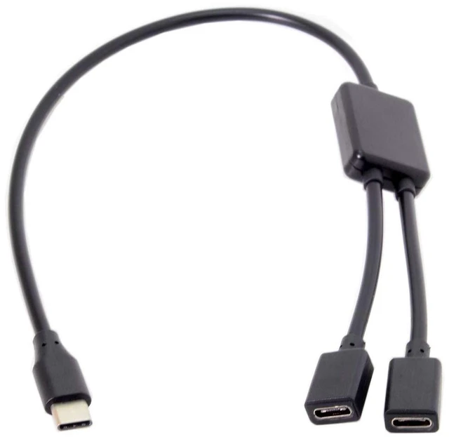 Alt view image 7 of 7 - AJMRTC 30cm Type-C to Dual USB-C Female Hub Cable, USB-C Male to 2 Type-C Female Splitter Adapter Cord, Portable Multi Port USB-C Extender for Laptop PC, Connect Mouse, Flash Drive, USB-C Accessories