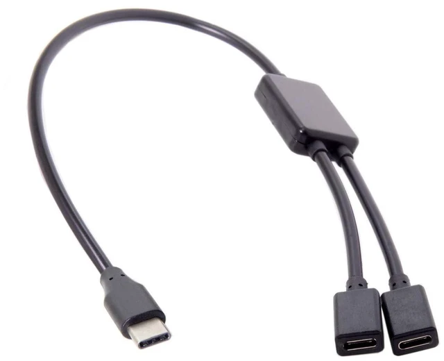 Alt view image 3 of 7 - AJMRTC 30cm Type-C to Dual USB-C Female Hub Cable, USB-C Male to 2 Type-C Female Splitter Adapter Cord, Portable Multi Port USB-C Extender for Laptop PC, Connect Mouse, Flash Drive, USB-C Accessories