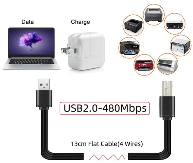 Alt view image 7 of 7 - AJMRTC 13cm USB 2.0 Type-A Male to Type-B Male Flat Slim FPC Cable, Thin Flexible FPC Ribbon Cord, 480Mbps Data Transfer Cable for Scanner, Portable Disk, Printer and USB Type-B Devices