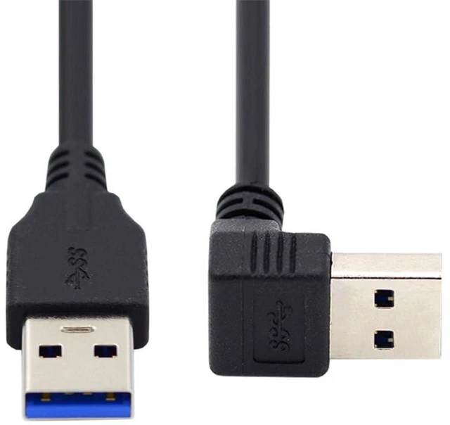 Main image of AJMRTC 40cm Down 90 Degree Angled USB 3.0 Type A Male to Straight USB3.0 Type A Male Data Cable, L-Shape USB A to A Cord, 5Gbps High Speed Transfer Cable for External Hard Drive, PC, USB Hub and USB-A