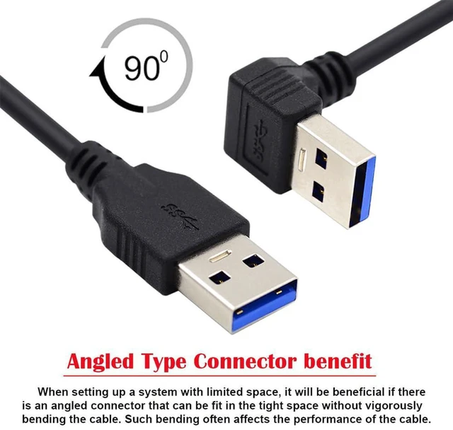 Alt view image 7 of 7 - AJMRTC 40cm Down 90 Degree Angled USB 3.0 Type A Male to Straight USB3.0 Type A Male Data Cable, L-Shape USB A to A Cord, 5Gbps High Speed Transfer Cable for External Hard Drive, PC, USB Hub and USB-A