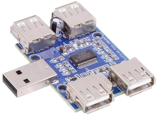 Main image of AJMRTC USB 2.0 1-to-4 HUB PCBA Board, USB-A Male to 4-Port USB-A Hub Bare Board Without Housing, 480Mbps DIY USB Hub Module, Type-A Expansion Adapter for Keyboard, Mouse, Scanner, Printer and USB 2.0