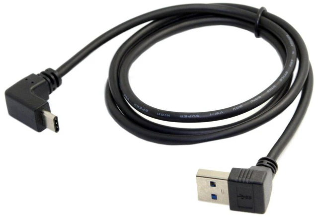 Alt view image 4 of 7 - AJMRTC USB 3.1 Type-C 90 Degree Down Angled (Up/Down Optional) to USB Type-A Male Data Cable 100cm, L-shaped Angled USB-C to A Male Cord for Mobile Phone, Tablet, Fast Data Sync and Charging