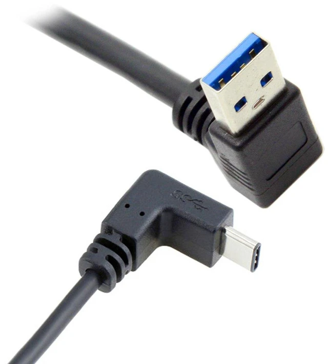 Alt view image 3 of 7 - AJMRTC USB 3.1 Type-C 90 Degree Down Angled (Up/Down Optional) to USB Type-A Male Data Cable 100cm, L-shaped Angled USB-C to A Male Cord for Mobile Phone, Tablet, Fast Data Sync and Charging