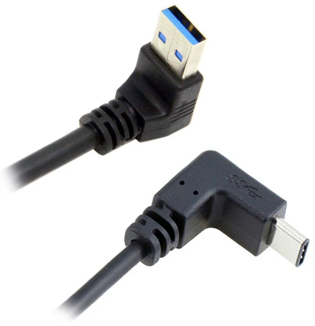 Alt view image 2 of 7 - AJMRTC USB 3.1 Type-C 90 Degree Down Angled (Up/Down Optional) to USB Type-A Male Data Cable 100cm, L-shaped Angled USB-C to A Male Cord for Mobile Phone, Tablet, Fast Data Sync and Charging